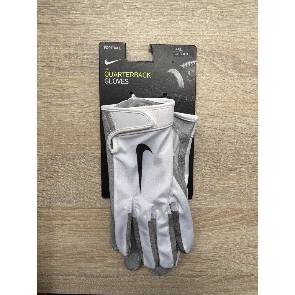 Nike Football Gloves Quarterback Men's 4XL NFL QB Gloves White/Wolf Grey/